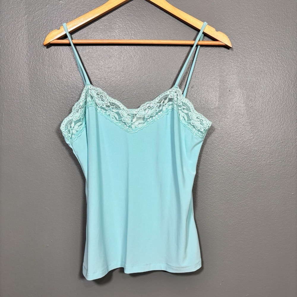 Vintage Y2K Lace Trim Cami Womens Medium 90s Layering Carducci USA Made Coquette